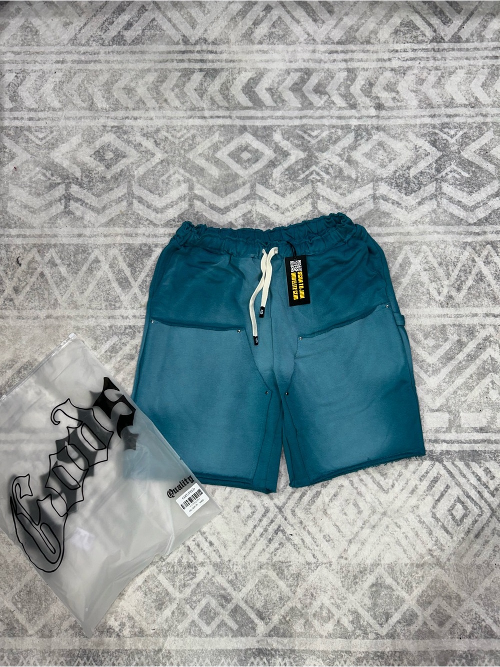 Teal Blue Drawstring Pocket Shorts